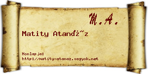 Matity Atanáz névjegykártya